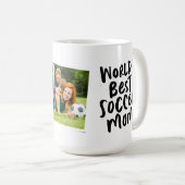 Weltbeste Fußballmutter trendy navyblaue Foto Kaffeetasse (VorderseiteRechts)