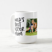 Weltbeste Fußballmutter trendy navyblaue Foto Kaffeetasse (Vorderseite Links)