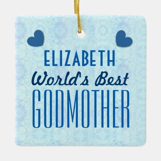 Weltbeste GODMOTHER mit Herz A034 Keramikornament (Vorderseite)