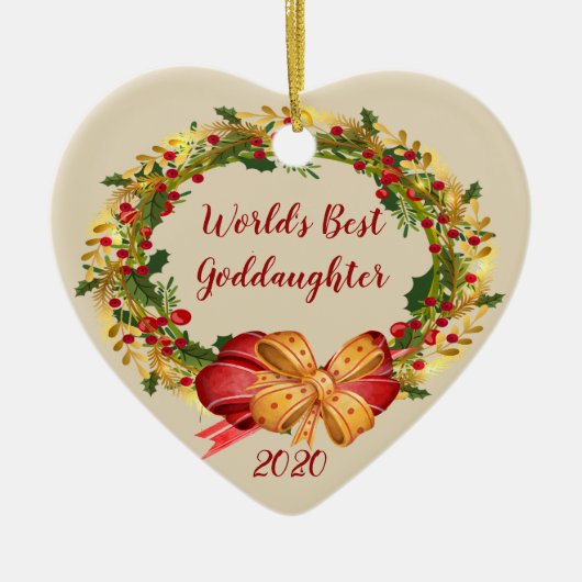 Weltbeste Godtochter Antiquitäten Weihnachten Keramik Ornament (Vorne)