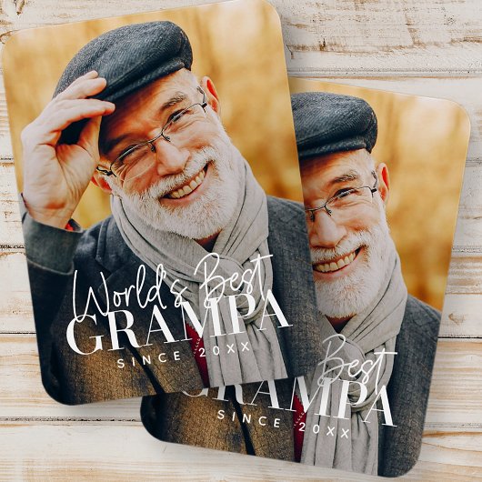 Weltbeste Grampa seit 20XX Modernes Chic Foto Magnet