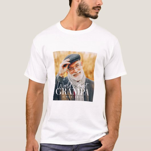Weltbeste Grampa seit 20XX Modernes Chic Foto T-Shirt (Vorderseite)