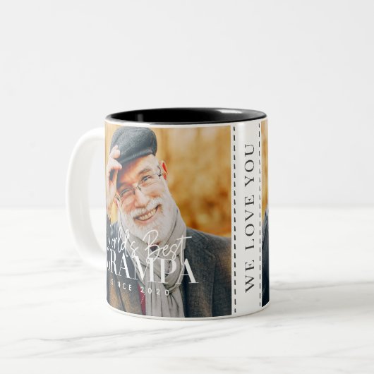 Weltbeste Grampa seit 20XX Modernes Chic Foto Zweifarbige Tasse (Vorderseite Links)