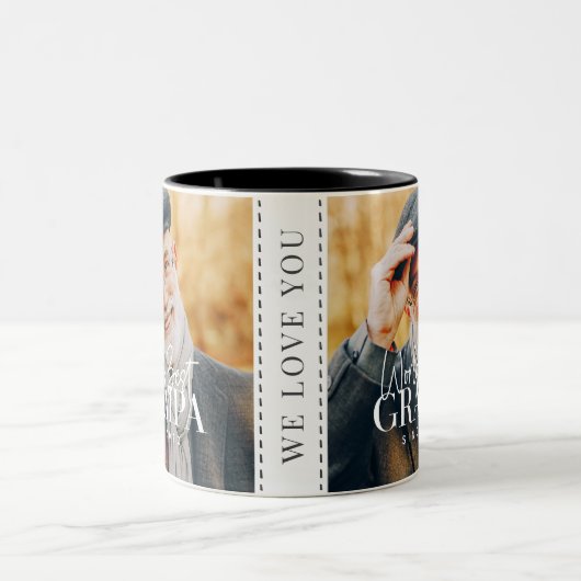 Weltbeste Grampa seit 20XX Modernes Chic Foto Zweifarbige Tasse (Mittel)