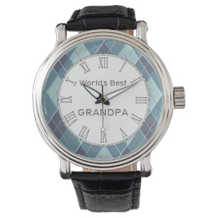 Weltbeste Grandad-Raute im blauen Stil Armbanduhr
