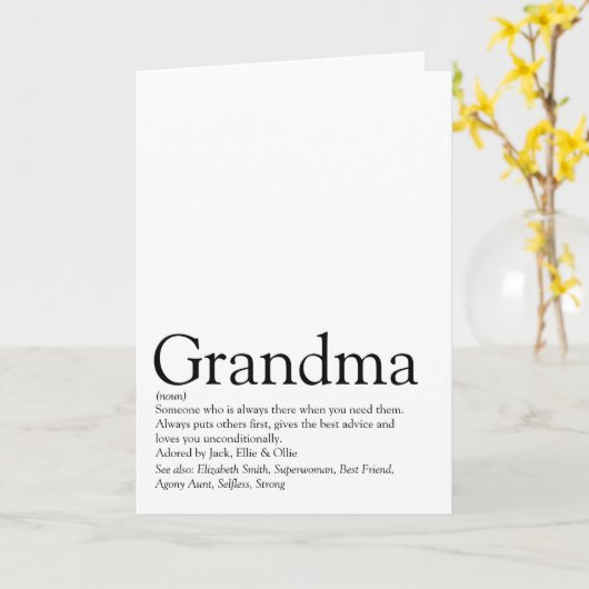 Weltbeste Großmutter-Definition Karte (Gelbe Blume)