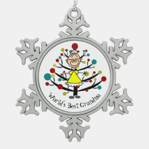Weltbeste Großmutter-Schneeflocke-Verzierung Schneeflocken Zinn-Ornament