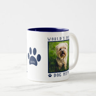 Weltbeste Hunde-Mama-Foto mit dem Namen Paw Prints Zweifarbige Tasse