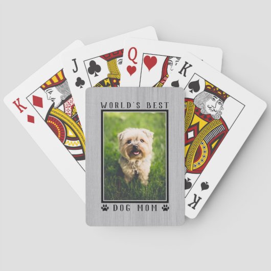 Weltbeste Hunde Mama Paw Prints Foto rustikal Spielkarten (Rückseite)