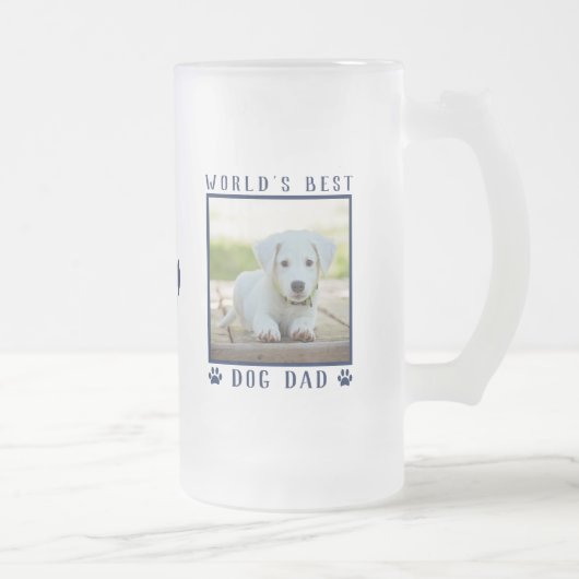 Weltbeste Hunde-Vater-Flotte Drucke Name Foto Mattglas Bierglas (Rechts)