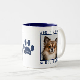 Weltbeste Hunde-Vater-Foto mit dem Namen Paw Print Zweifarbige Tasse