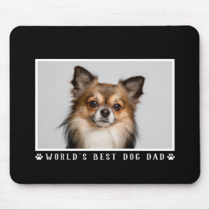 Weltbeste Hunde-Vater-Paw-Prints-Foto auf Schwarz Mousepad