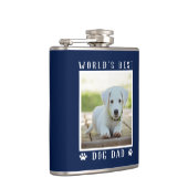 Weltbeste Hunde Vater Paw Prints Foto Navy 6 oz Flachmann (Rechts)
