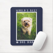 Weltbeste Hunde Vater Paw Prints Foto Navy Blue Mousepad (Mit Mouse)