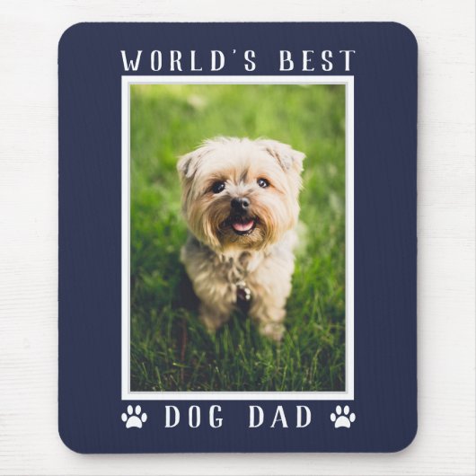 Weltbeste Hunde Vater Paw Prints Foto Navy Blue Mousepad (Vorne)
