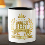 Weltbeste Husband 5 Gold Star Zweifarbige Tasse<br><div class="desc">Personalisieren Sie für den besten Mann der Welt,  um ein einzigartiges Geschenk zu schaffen. Eine perfekte Art,  ihm zu zeigen,  wie phantastisch er jeden Tag ist. Entwickelt von Thisisnotme©</div>