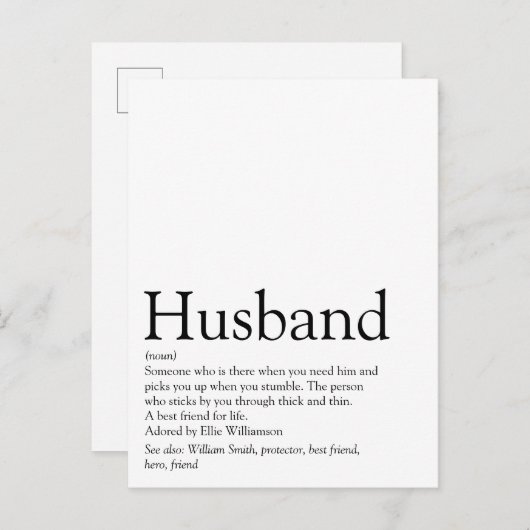 Weltbeste Husband-Definition Postkarte (Vorne/Hinten)