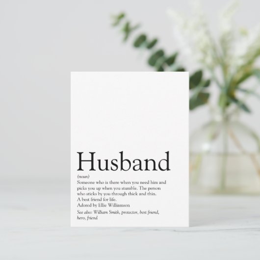 Weltbeste Husband-Definition Postkarte (Stehend Vorderseite)