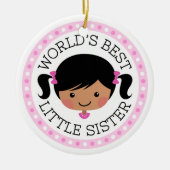 Weltbeste kleine Schwester Cartoon Mädchen schwarz Keramik Ornament (Vorne)