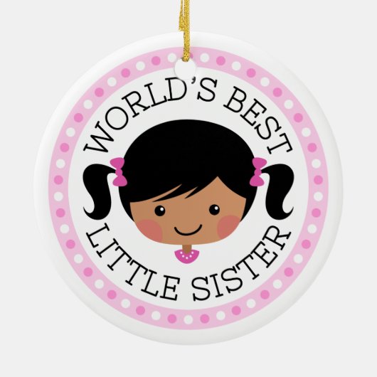 Weltbeste kleine Schwester Cartoon Mädchen schwarz Keramik Ornament (Hinten)