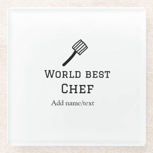 Weltbeste Koch hinzufügen Name text Kochen Bestes  Glasuntersetzer (Vorderseite)