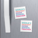 Weltbeste Lehrerin für Hausunterricht Magnet<br><div class="desc">Findest du dich in der Rolle des zufälligen Hauslehrers? Mit diesem lustigen Zuhause-School-Themenmagneten,  der die Phrase "world's okay est homeschool lehrer" in kühnen,  bunten Schriftzeichen umreißt,  können Sie das Leben in der Heimat in Schwung bringen.</div>