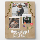 Weltbeste Mama Blume Altes Papier 3 Foto Fotoplatte (Vorderseite)