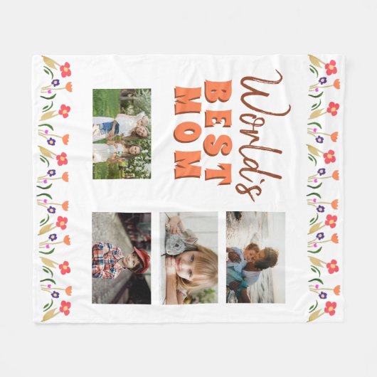 Weltbeste Mama Blume Blumenmüttertag Foto Fleecedecke (Vorderseite (Horizontal))