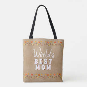 Weltbeste Mama Blume florale Beige Muttertag Tasche