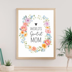 Weltbeste Mama Farbige Blumen zum Muttertag Poster