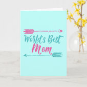 Weltbeste Mama Schöner Muttertag Aquamarin Rosa Karte (Gelbe Blume)