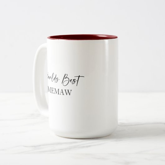 Weltbeste Memaw- und beliebteste personalisierte U Zweifarbige Tasse (Vorderseite Links)