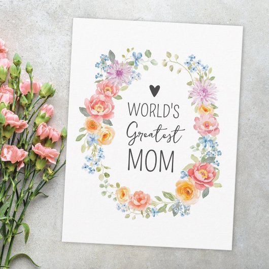 Weltbeste Mutter Farbige Florale Muttertag Postkarte