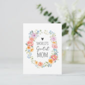 Weltbeste Mutter Farbige Florale Muttertag Postkarte (Stehend Vorderseite)