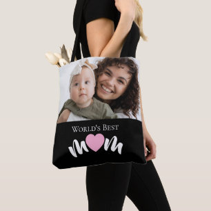 Weltbeste Mutter Herz Foto Schriftzug Custom Tasche