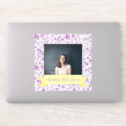 Weltbeste Nichte Foto Custom Lila Stars Aufkleber (Computer)