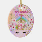 Weltbeste NIECE Einhorn Face Pink Gold Geschenke Keramik Ornament (Rechts)