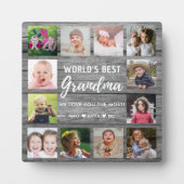 Weltbeste Oma 12 Foto Großkinder Grau Wood Fotoplatte (Vorderseite)