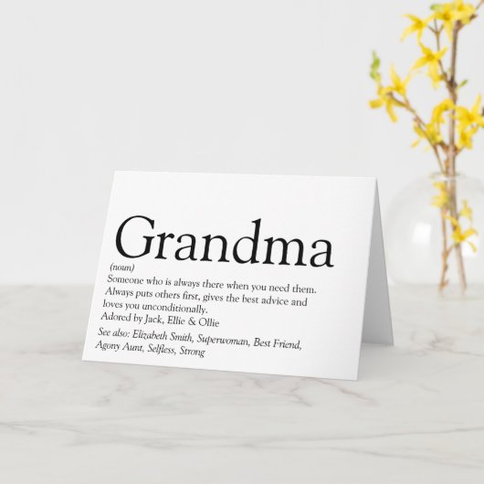 Weltbeste Oma, Großmutter Definition Karte (Gelbe Blume)