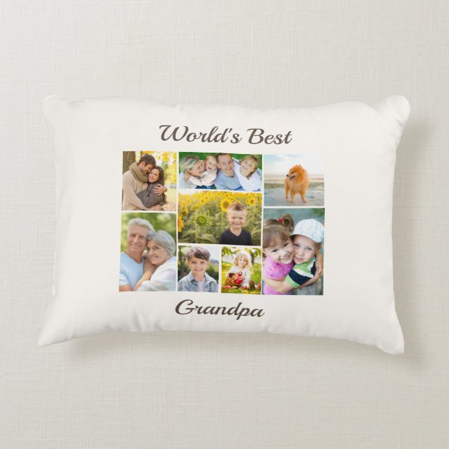 Weltbeste Opa 8 FotoCollage Dekokissen (Rückseite)