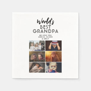 Weltbeste Opa Custom 6 FotoCollage Serviette