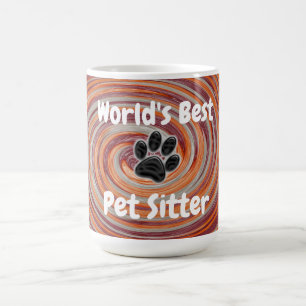 Weltbeste Pet Sitter Groovy Paw Print Caregiver Kaffeetasse
