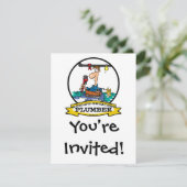 WELTBESTE PLUMBER IV CARTOON EINLADUNG (Stehend Vorderseite)