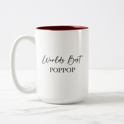 Weltbeste PopPop- und beliebteste personalisierte Zweifarbige Tasse (Links)