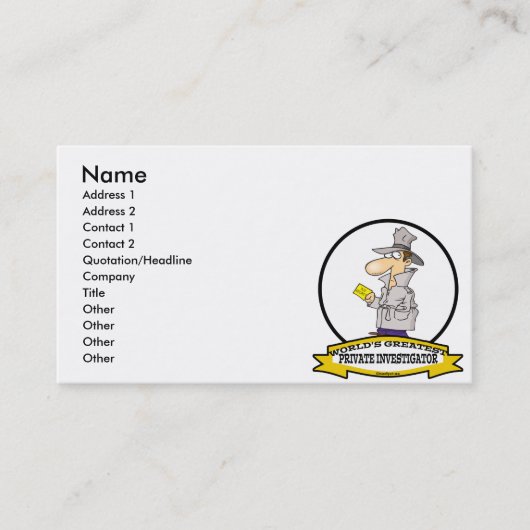 WELTBESTE PRIVATE INVESTIERER MÄNNER CARTOON VISITENKARTE (Vorderseite)
