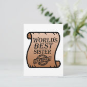 Weltbeste Schwester-Funny-Bescheinigung Postkarte (Stehend Vorderseite)