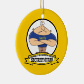 WELTBESTE SICHERHEITSGARANTIE CARTOON VON MÄNNERN KERAMIKORNAMENT (Rechts)