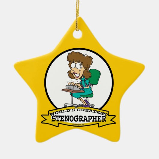 WELTBESTE STENOGRAPHER FRAUEN CARTOON KERAMIK ORNAMENT (Vorne)