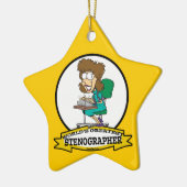 WELTBESTE STENOGRAPHER FRAUEN CARTOON KERAMIK ORNAMENT (Links)