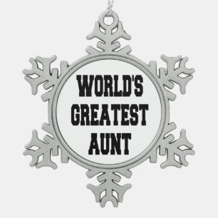 Weltbeste Tante Schneeflocken Zinn-Ornament
